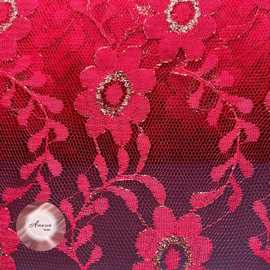 Renda Vermelha com Fio Prata - Imagem 2