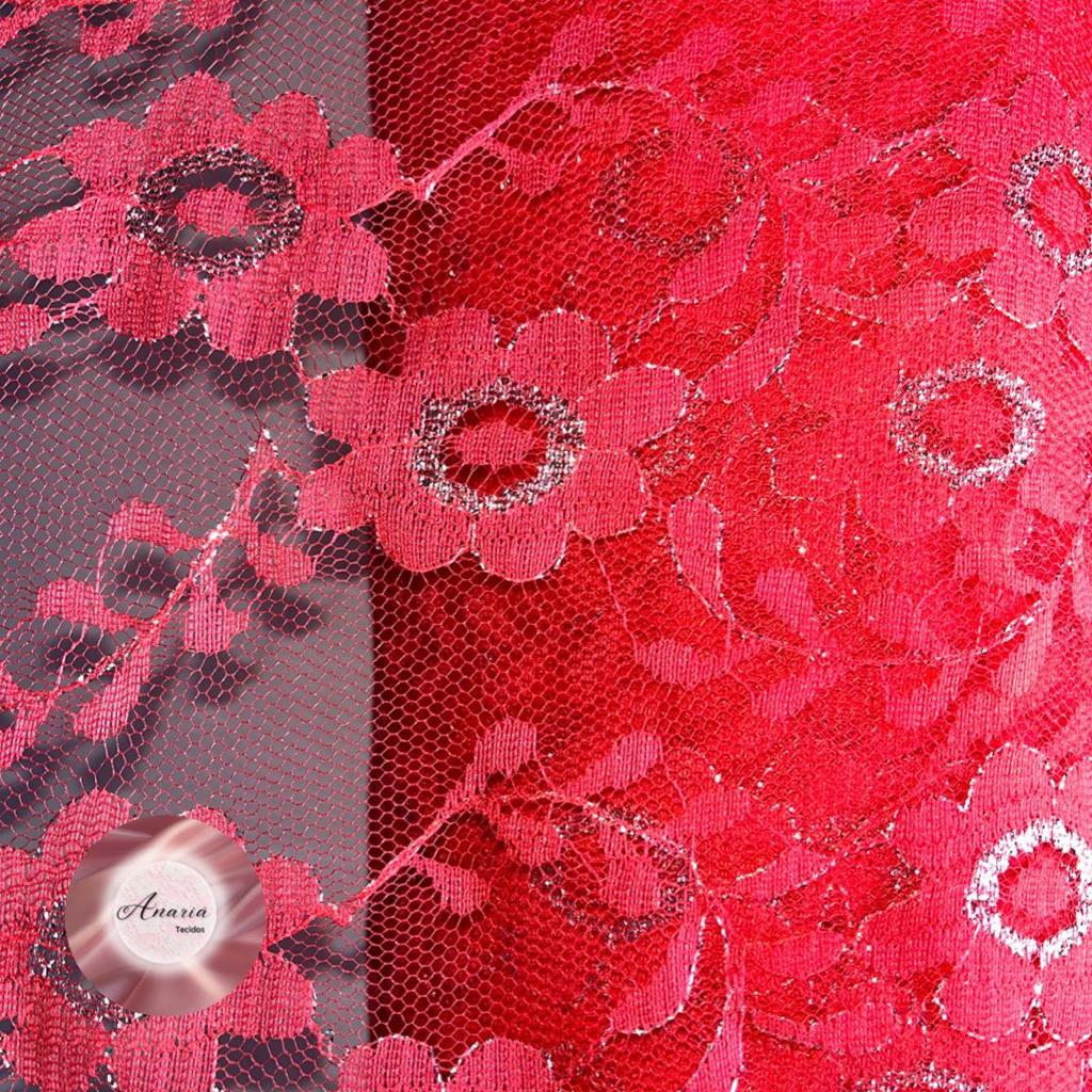 Renda Vermelha com Fio Prata