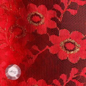 Renda Vermelha com Fio Ouro